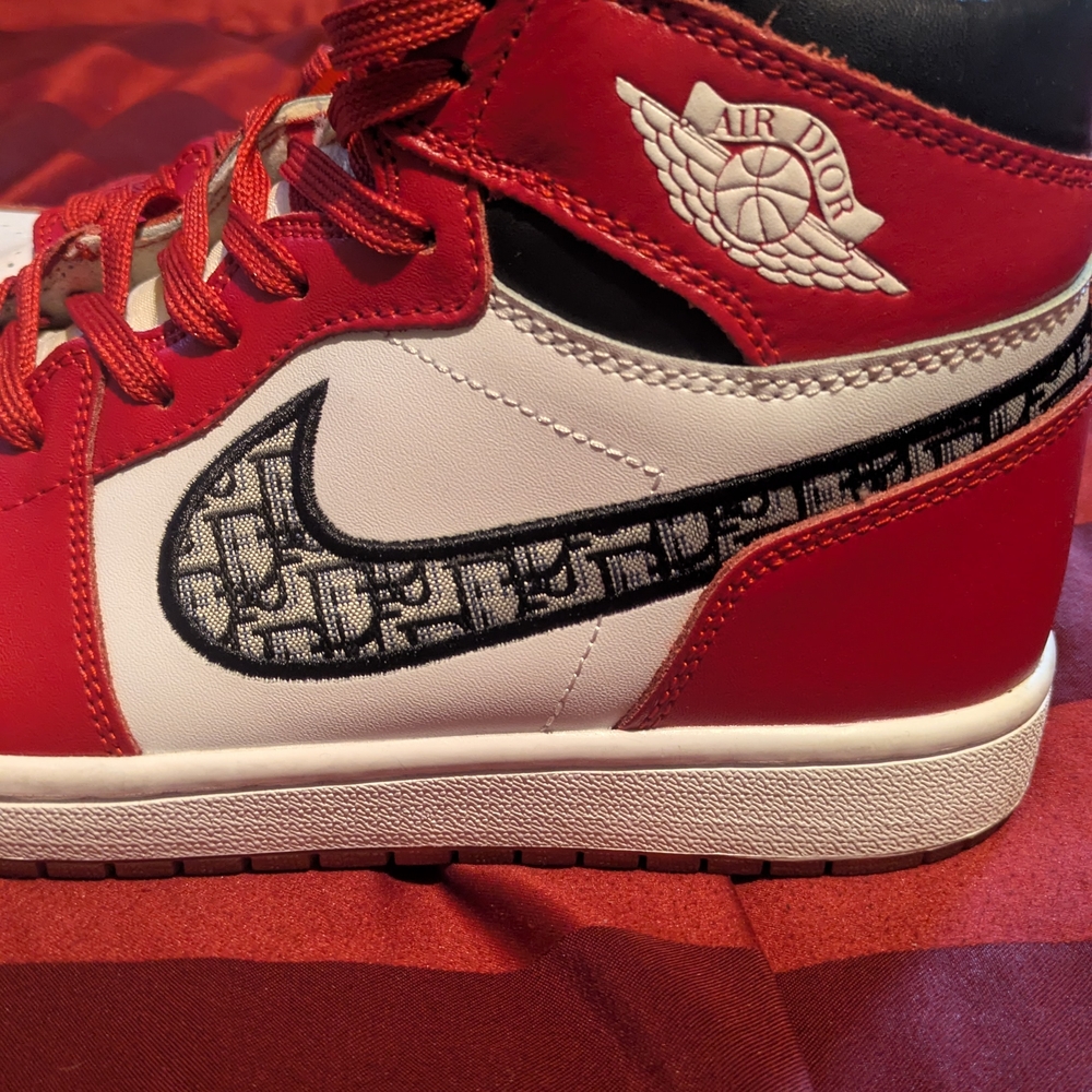 Nike Red and White Sneakers with Black Accents